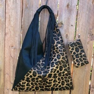 Oversized Cheetah and Fringe Purse & Wallet